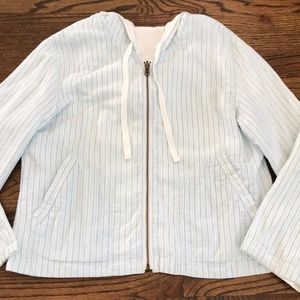 J.Jill,Blue & White Striped Hooded Jacket!